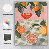 Modern Citrus Picnic Wine Glass Fruit Illustration Canvas Wall Art Print Decor Picture Ready to Hang