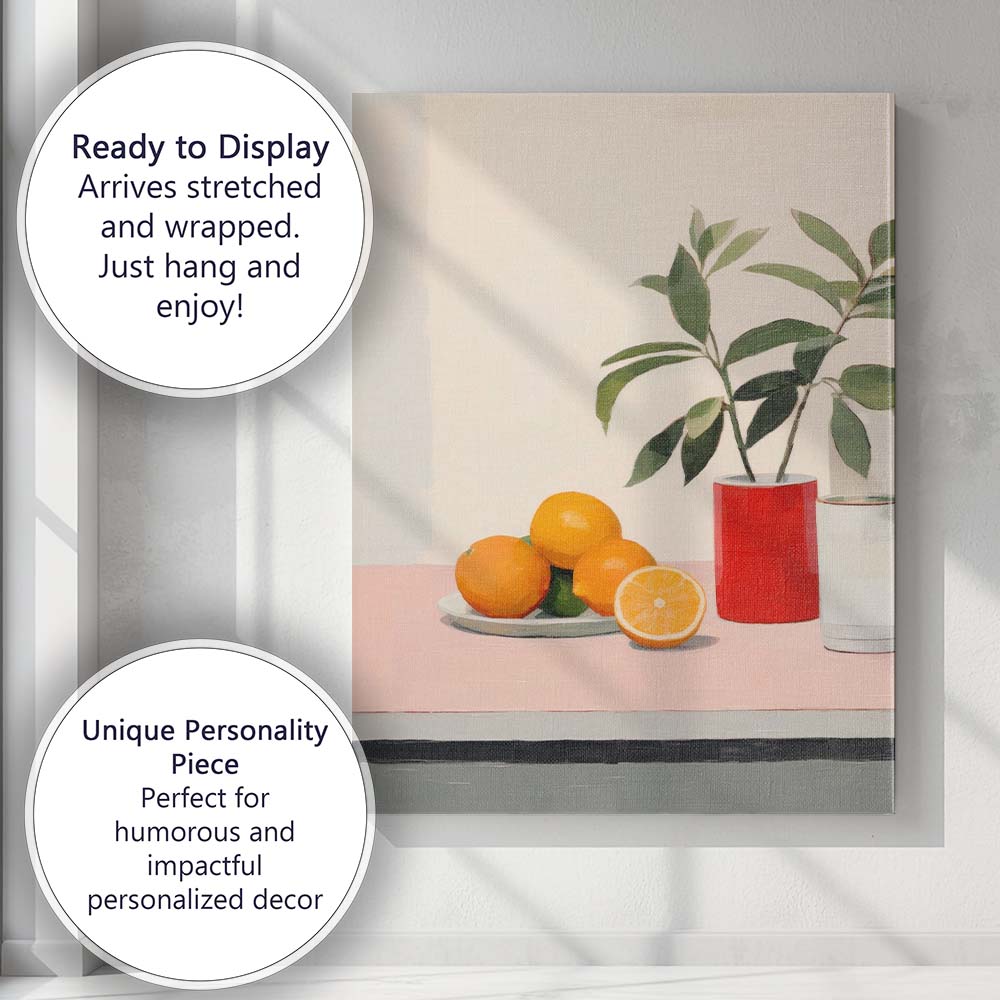 Minimalist Orange Still Life Botanical Kitchen Painting Canvas Wall Art Print Decor Picture Ready to Hang