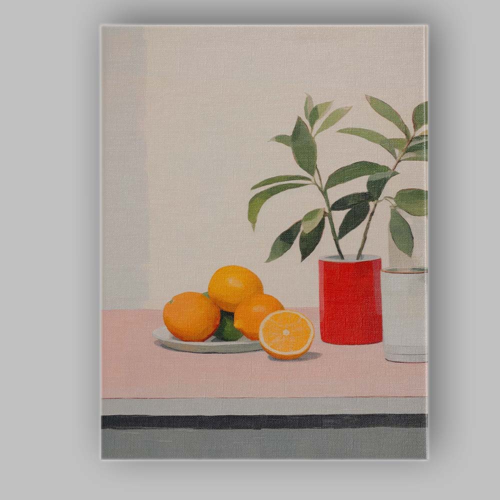 Minimalist Orange Still Life Botanical Kitchen Painting Canvas Wall Art Print Decor Picture Ready to Hang