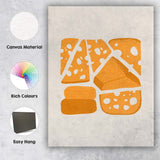 Scandinavian Cheese Selection Minimal Food Illustration Canvas Wall Art Print Decor Picture Ready to Hang