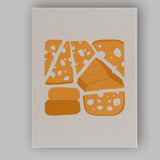 Scandinavian Cheese Selection Minimal Food Illustration Canvas Wall Art Print Decor Picture Ready to Hang