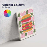 Gourmet Cheeseburger Fresh Tomato Lettuce Illustration Canvas Wall Art Print Decor Picture Ready to Hang