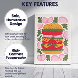 Gourmet Cheeseburger Fresh Tomato Lettuce Illustration Canvas Wall Art Print Decor Picture Ready to Hang