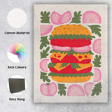 Gourmet Cheeseburger Fresh Tomato Lettuce Illustration Canvas Wall Art Print Decor Picture Ready to Hang