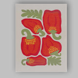 Red Sweet Pepper Botanical Kitchen Illustration Canvas Wall Art Print Decor Picture Ready to Hang