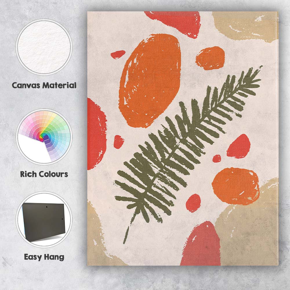 Abstract Tropical Fern Leaf Organic Shapes Illustration Canvas Wall Art Print Decor Picture Ready to Hang