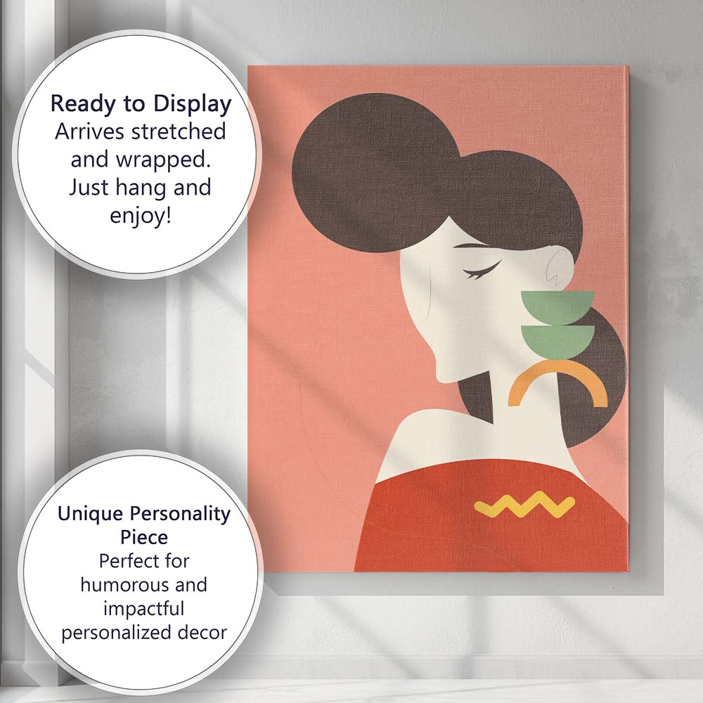 Minimalist Abstract Woman Portrait Contemporary Line Art Canvas Wall Art Print Decor Picture Ready to Hang