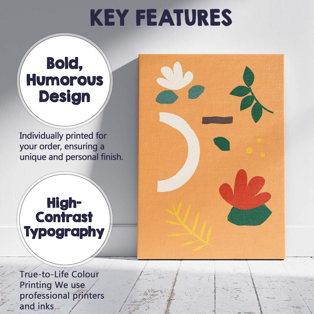 Abstract Botanical Floral Cutout Shapes Modern Illustration Canvas Wall Art Print Decor Picture Ready to Hang