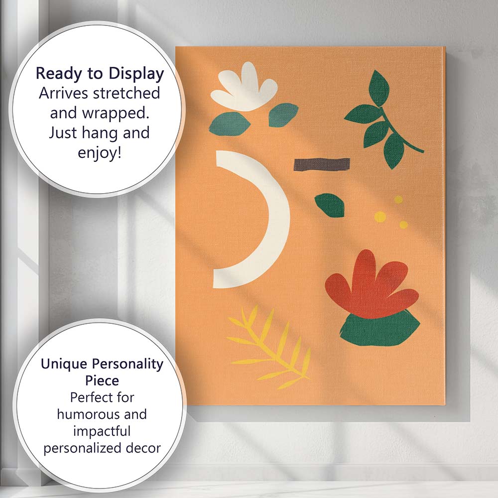 Abstract Botanical Floral Cutout Shapes Modern Illustration Canvas Wall Art Print Decor Picture Ready to Hang