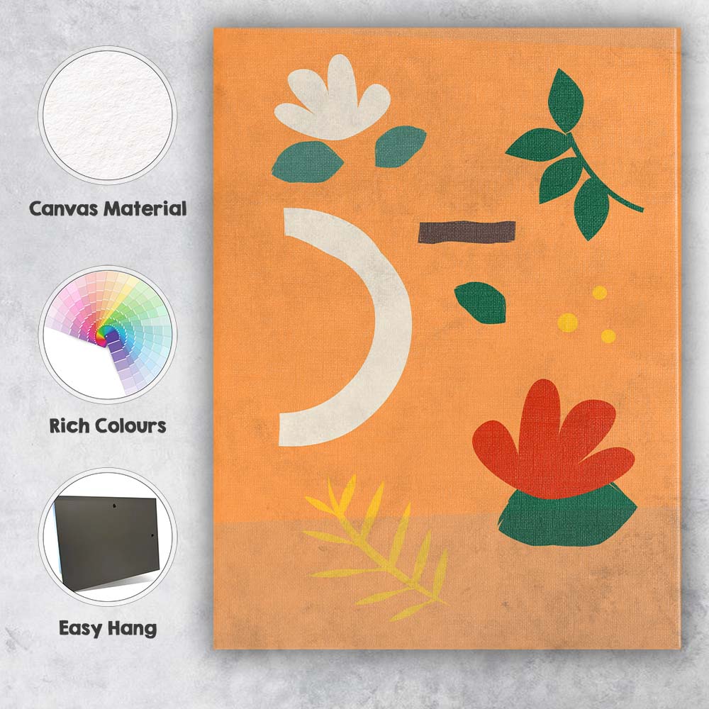 Abstract Botanical Floral Cutout Shapes Modern Illustration Canvas Wall Art Print Decor Picture Ready to Hang