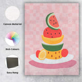 Colourful Tropical Fruit Stack Still Life Illustration Canvas Wall Art Print Decor Picture Ready to Hang