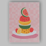 Colourful Tropical Fruit Stack Still Life Illustration Canvas Wall Art Print Decor Picture Ready to Hang