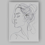 Minimalist Continuous Line Woman Portrait Abstract Face Drawing Canvas Wall Art Print Decor Picture Ready to Hang