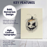 Spooky Sketch Style Jack O Lantern Halloween Pumpkin Canvas Wall Art Print Decor Picture Ready to Hang