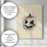 Spooky Sketch Style Jack O Lantern Halloween Pumpkin Canvas Wall Art Print Decor Picture Ready to Hang