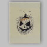 Spooky Sketch Style Jack O Lantern Halloween Pumpkin Canvas Wall Art Print Decor Picture Ready to Hang