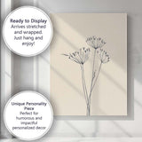 Minimalist Wildflower Seed Head Botanical Line Drawing Canvas Wall Art Print Decor Picture Ready to Hang