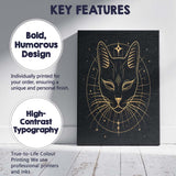 Sacred Black Cat Celestial Gold Line Art Canvas Wall Art Print Decor Picture Ready to Hang