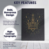 Mystical Golden Royal Crown Celestial Stars Line Art Canvas Wall Art Print Decor Picture Ready to Hang