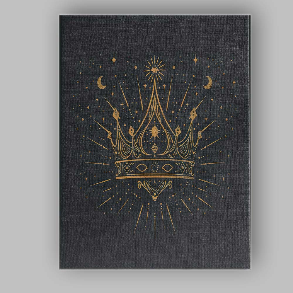 Mystical Golden Royal Crown Celestial Stars Line Art Canvas Wall Art Print Decor Picture Ready to Hang