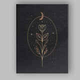 Minimalist Crescent Moon Wildflower Botanical Line Art Canvas Wall Art Print Decor Picture Ready to Hang