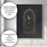 Sacred Crescent Moon Celestial Window Gold Line Art Canvas Wall Art Print Decor Picture Ready to Hang