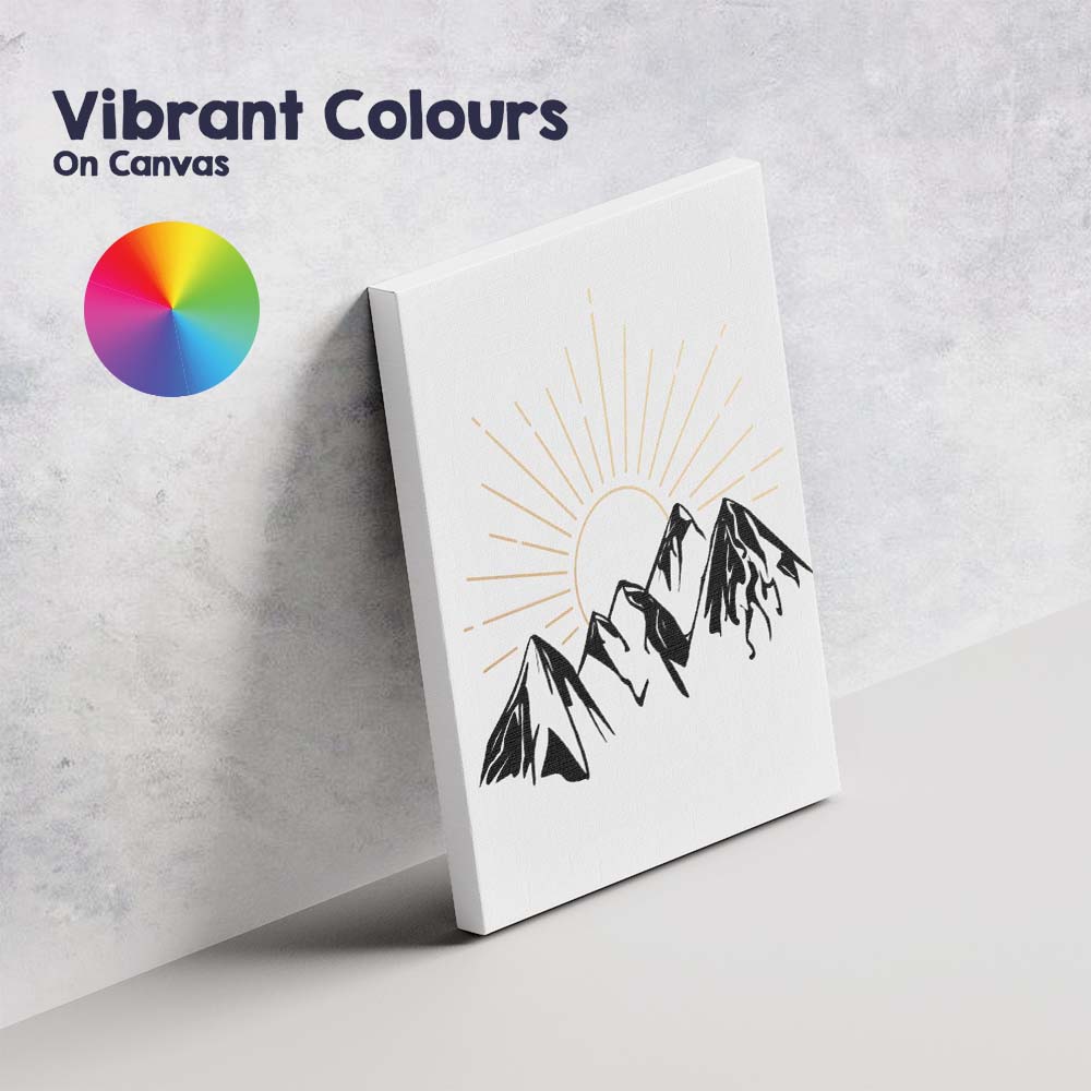 Minimalist Mountain Sunrise Landscape Illustration Canvas Wall Art Print Decor Picture Ready to Hang