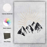 Minimalist Mountain Sunrise Landscape Illustration Canvas Wall Art Print Decor Picture Ready to Hang