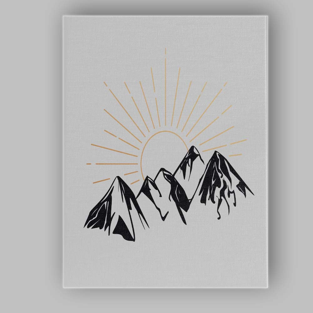 Minimalist Mountain Sunrise Landscape Illustration Canvas Wall Art Print Decor Picture Ready to Hang