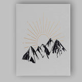 Minimalist Mountain Sunrise Landscape Illustration Canvas Wall Art Print Decor Picture Ready to Hang