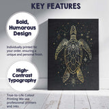 Mystic Sea Turtle Celestial Gold Line Art Canvas Wall Art Print Decor Picture Ready to Hang