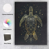 Mystic Sea Turtle Celestial Gold Line Art Canvas Wall Art Print Decor Picture Ready to Hang