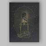 Meditating Skeleton Spiritual Gold Line Art Canvas Wall Art Print Decor Picture Ready to Hang