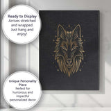 Sacred Wolf Head Celestial Gold Line Art Canvas Wall Art Print Decor Picture Ready to Hang