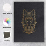Sacred Wolf Head Celestial Gold Line Art Canvas Wall Art Print Decor Picture Ready to Hang