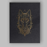Sacred Wolf Head Celestial Gold Line Art Canvas Wall Art Print Decor Picture Ready to Hang