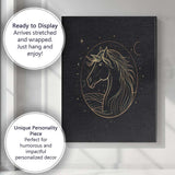 Celestial Unicorn Portrait Minimalist Gold Line Art Canvas Wall Art Print Decor Picture Ready to Hang