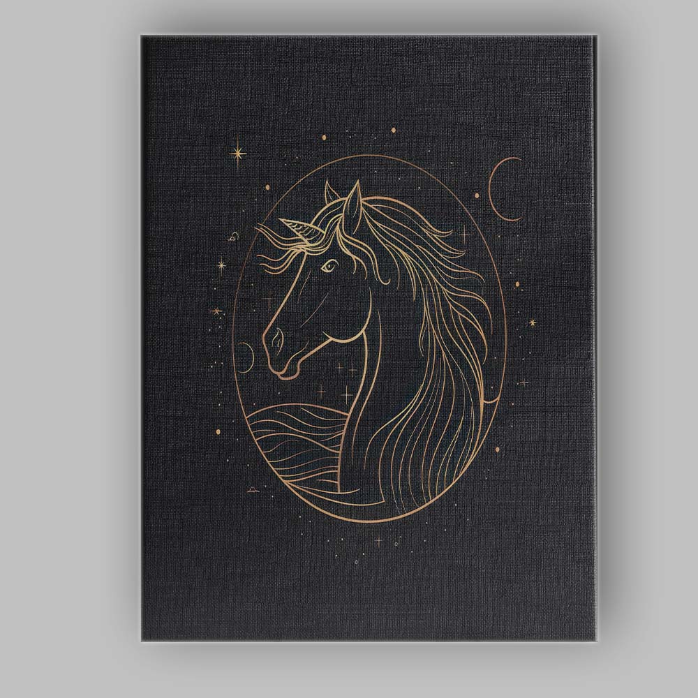 Celestial Unicorn Portrait Minimalist Gold Line Art Canvas Wall Art Print Decor Picture Ready to Hang