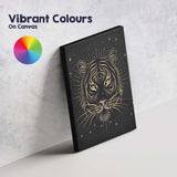 Sacred Tiger Face Celestial Gold Line Art Canvas Wall Art Print Decor Picture Ready to Hang