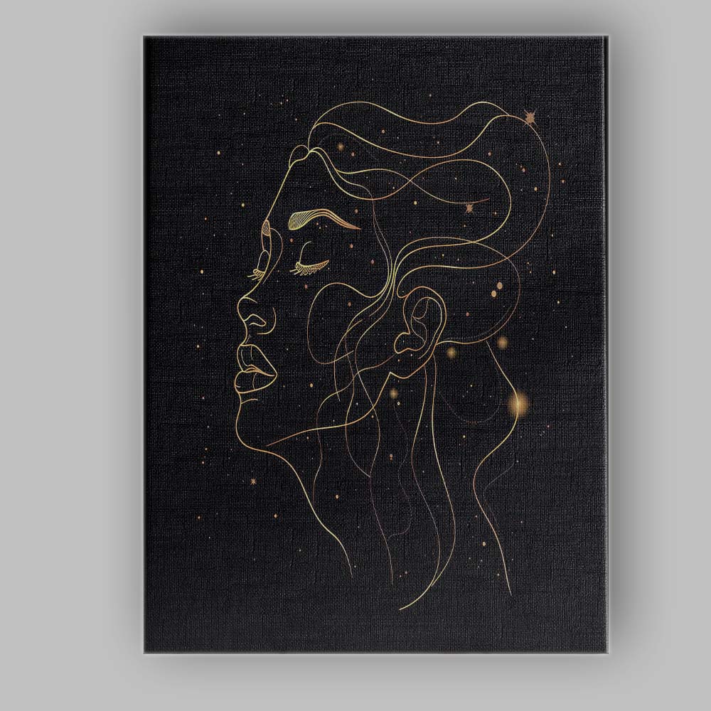 Abstract Female Face Continuous Line Portrait Canvas Wall Art Print Decor Picture Ready to Hang