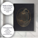 Celestial Pumpkin Gold Line Art Moonlit Landscape Canvas Wall Art Print Decor Picture Ready to Hang
