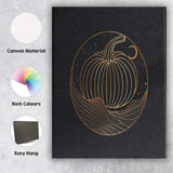 Celestial Pumpkin Gold Line Art Moonlit Landscape Canvas Wall Art Print Decor Picture Ready to Hang
