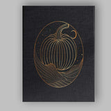 Celestial Pumpkin Gold Line Art Moonlit Landscape Canvas Wall Art Print Decor Picture Ready to Hang