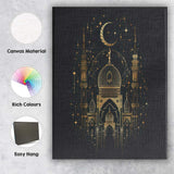 Islamic Mosque Crescent Moon Gold Line Art Canvas Wall Art Print Decor Picture Ready to Hang