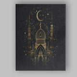 Islamic Mosque Crescent Moon Gold Line Art Canvas Wall Art Print Decor Picture Ready to Hang