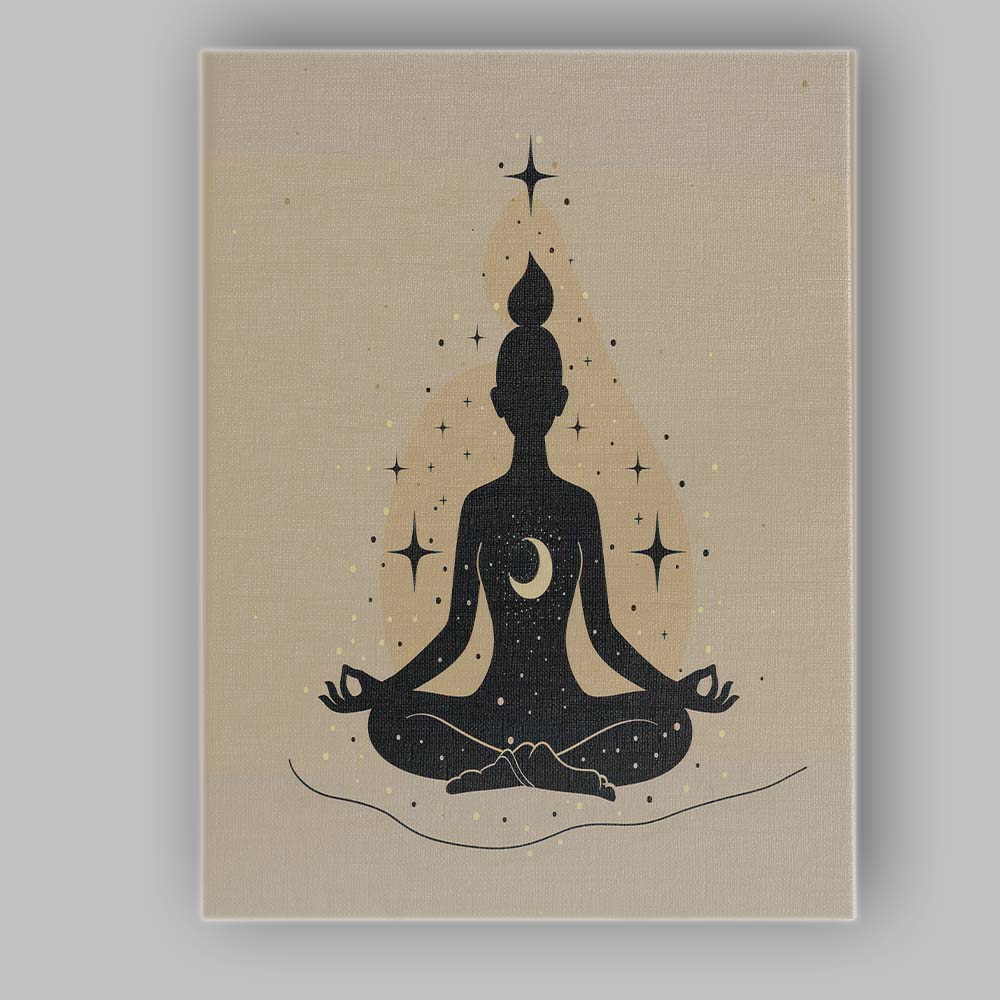 Minimalist Meditation Moon Silhouette Spiritual Canvas Wall Art Print Decor Picture Ready to Hang
