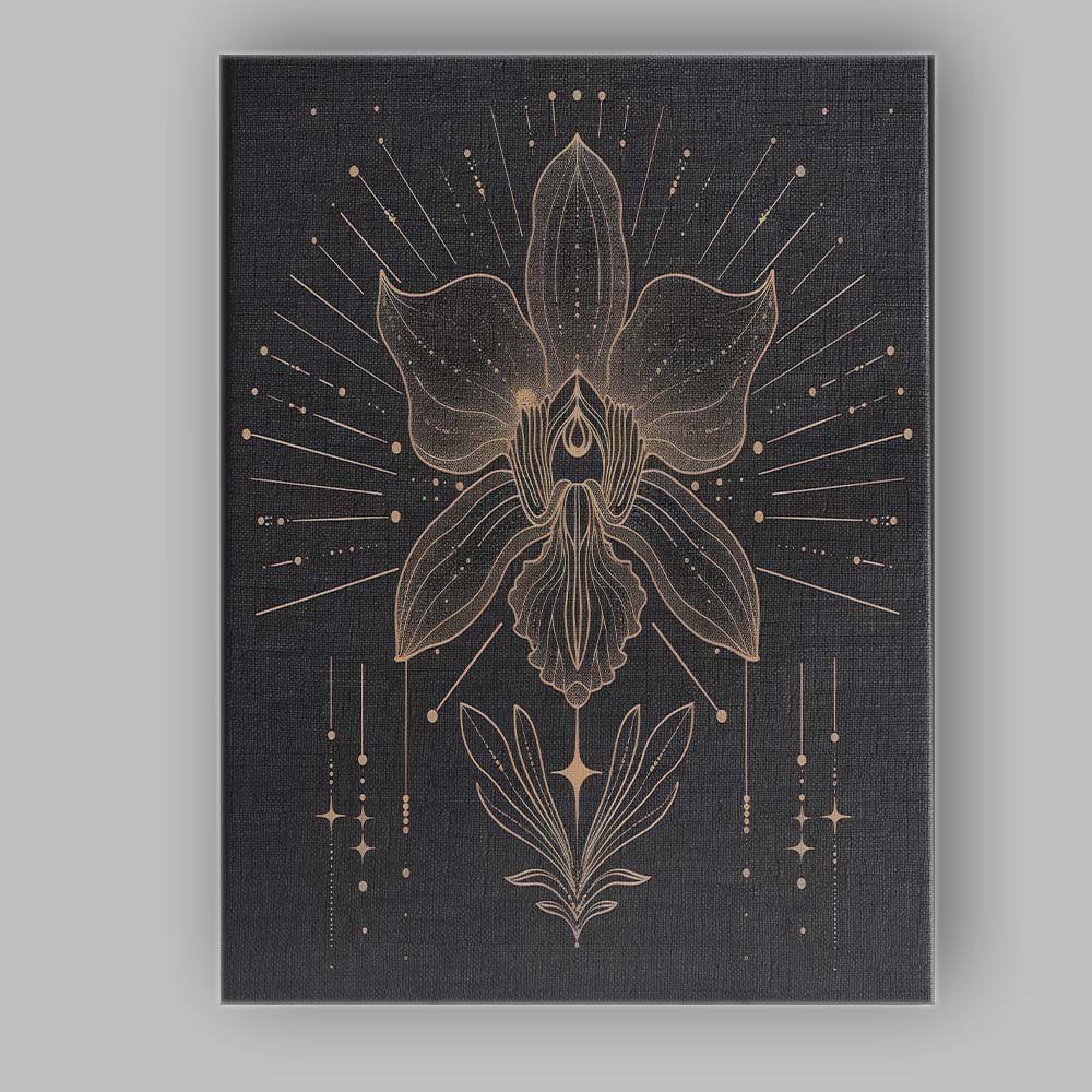 Elegant Orchid Botanical Gold Line Art Canvas Wall Art Print Decor Picture Ready to Hang
