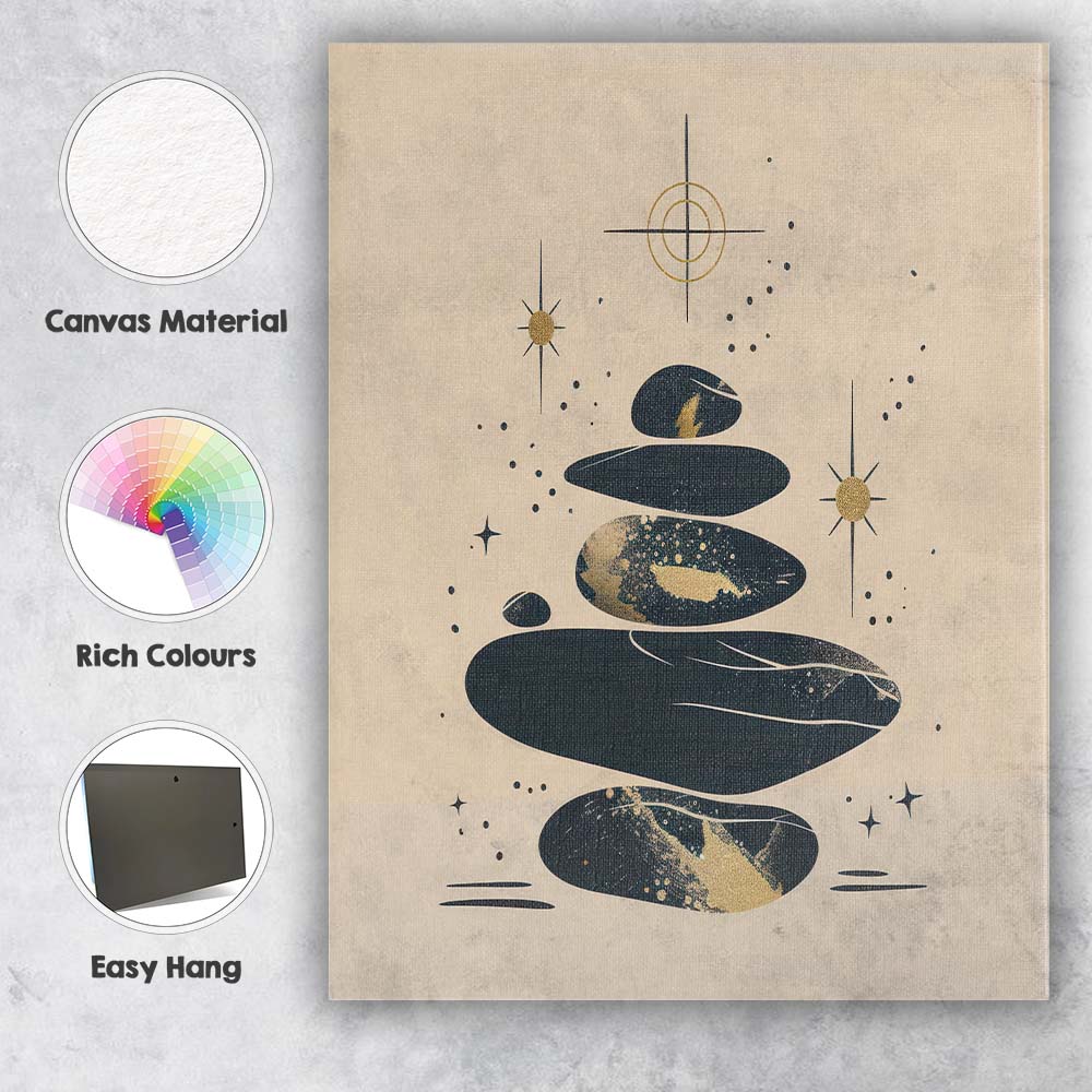 Zen Balance Stacked Stones Minimalist Spiritual Canvas Wall Art Print Decor Picture Ready to Hang