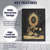 Celestial Sunflower Gold Line Art Night Landscape Canvas Wall Art Print Decor Picture Ready to Hang