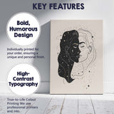 Abstract Cosmic Dual Face Portrait Line Art Canvas Wall Art Print Decor Picture Ready to Hang